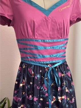 Disney Pink and Teal V-Neck Floral Midi Dress